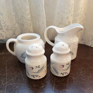 Pfaltzgraff April Creamer, Sugar and Salt & Pepper